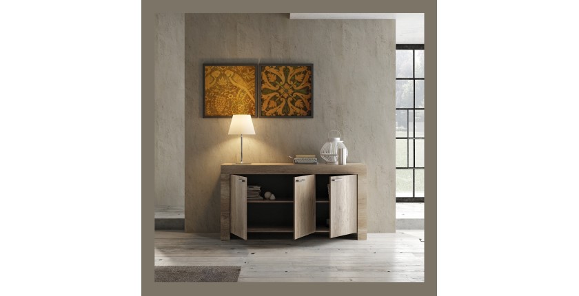 Buffet 3 portes, collection HOL, coloris chêne foncé