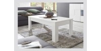 Table basse 122x45cm, Collection FALL, coloris blanc laqué