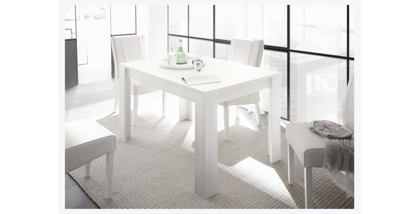 Table extensible 137x90, Collection FALL, couleur blanc laqué brillant