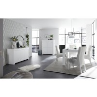 Table extensible 137x90, Collection FALL, couleur blanc laqué brillant