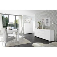 Table extensible 137x90, Collection FALL, couleur blanc laqué brillant