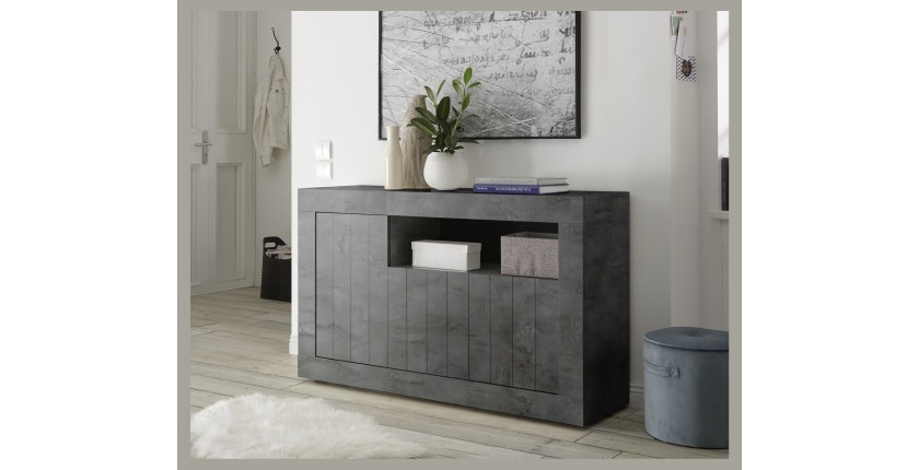 Buffet 3 portes battantes en bois, coloris gris foncé, collection URBAN