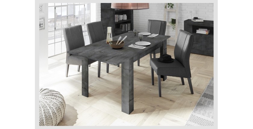 Table extensible Collection URBAN couleur gris foncé effet béton, dimensions 137x90cm