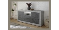 Buffet 2 portes battantes 2 tiroirs, coloris gris foncé, collection URBAN