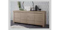 Buffet 4 portes en bois, collection ZEFIR, coloris chêne clair, parfait pour votre salon