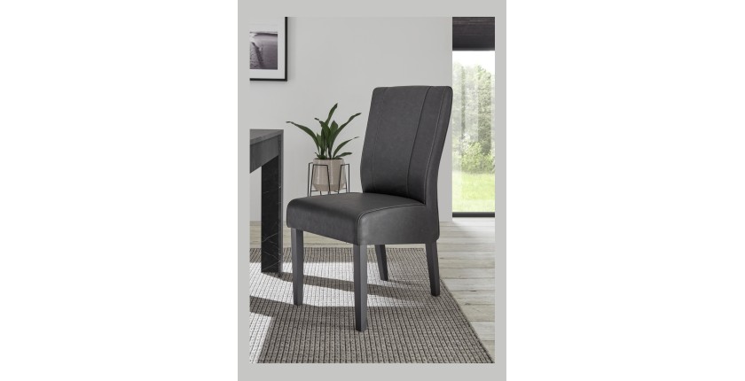 Chaise URBAN simili-cuir Gris, dimensions: H99 x L46 x P63 cm, idéal pour une salle à manger moderne et design