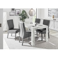 Chaise URBAN simili-cuir Gris, dimensions: H99 x L46 x P63 cm, idéal pour une salle à manger moderne et design