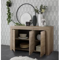 Buffet 3 portes, collection ZEFIR, coloris chêne clair, parfait pour votre salon