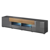 Meuble TV 210cm collection OHIO. Coloris gris anthracite et chêne