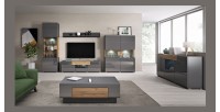 Meuble TV 210cm collection OHIO. Coloris gris anthracite et chêne