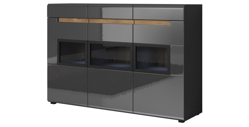 Buffet design 135x92. Collection LUCIA. Coloris gris brillant