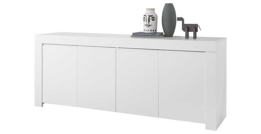 Buffet 4 portes, collection ZEFIR, coloris blanc mat, idéal pour votre salon ou salle à manger