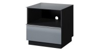 Petit Meuble TV ou meuble d'appoint 50cm collection ZANTE avec 1 tiroir et une niche. Couleur noir et gris brillant