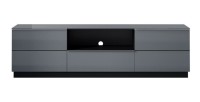 Meuble TV 180cm collection ZANTE avec 2 portes et 1 tiroir. Couleur noir et gris brillant