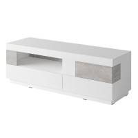 Meuble TV 160cm collection KILES. Coloris blanc et gris. Style design