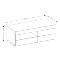 Meuble TV 160cm collection KILES. Coloris blanc et chêne. Style design