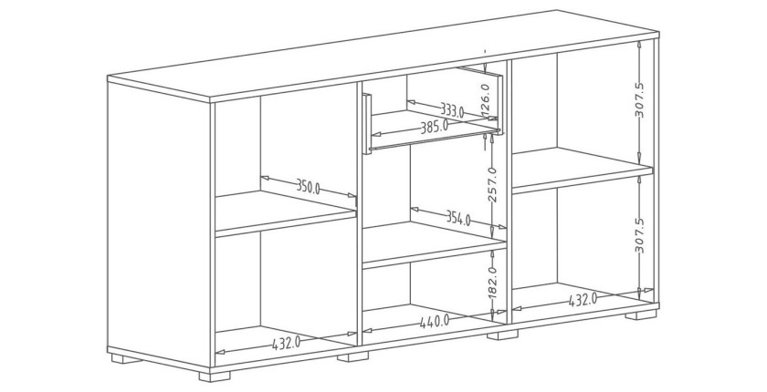 Buffet design 140cm pour salon couleur gris effet béton collection PAROS