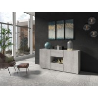 Buffet design 140cm pour salon couleur gris effet béton collection PAROS