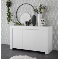 Buffet 3 portes, collection ZEFIR, coloris blanc mat, idéal pour votre salon ou salle à manger