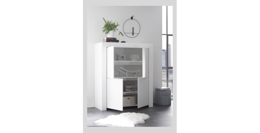 Buffet 4 portes, collection ZEFIR, coloris blanc mat, idéal pour votre salon ou salle à manger