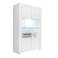 Buffet 2 portes vitrées, collection ZEFIR, coloris blanc mat, parfait pour votre salle à manger