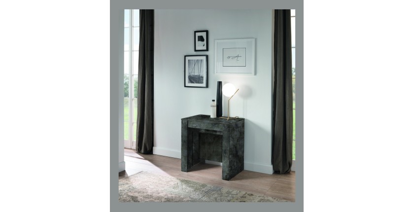 Console extensible, Collection NOSOL, couleur gris effet marbre brillant, dimensions 54x78cm