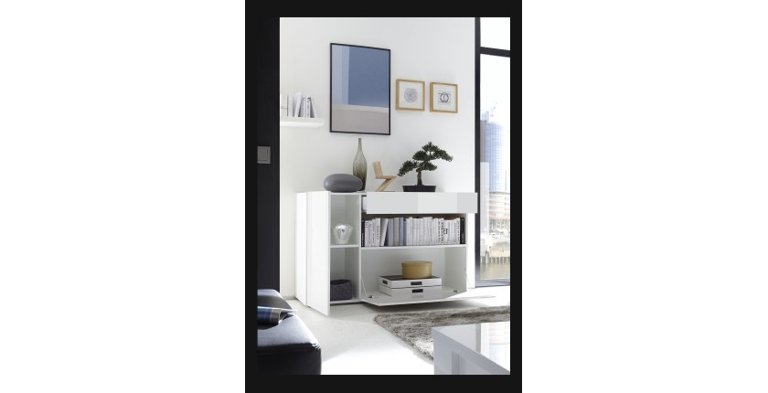 Buffet 1 tiroir et 2 portes, collection KALO, coloris blanc, idéal dans votre salon