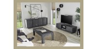 Meuble TV 2 portes, collection COLOMARMO, coloris noir effet marbre, idéal pour votre salon tendance et moderne