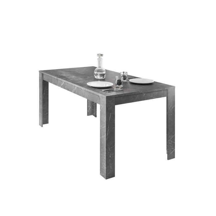 Table extensible COLOMARMO - Noir effet marbre - 180x90cm - Idéal pour une salle à manger design et tendance.