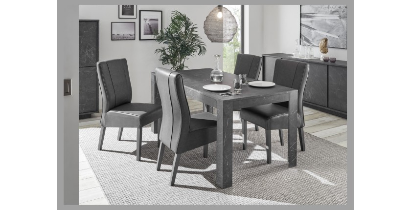 Table extensible COLOMARMO - Noir effet marbre - 180x90cm - Idéal pour une salle à manger design et tendance.