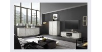 Meuble TV 2 portes, collection COLOMARMO, coloris blanc effet marbre, idéal pour votre salon tendance et moderne