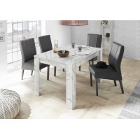 Table extensible, collection COLOMARMO, coloris blanc effet marbre, idéal pour une salle à manger moderne et tendance