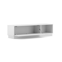 Meuble TV design EVO 140 cm, 1 porte et 2 niches, coloris blanc mat