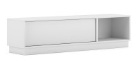 Meuble TV design EVO 140 cm, 1 porte et 2 niches, coloris blanc mat