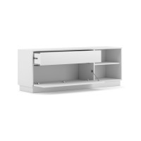 Meuble TV EVO 136cm, 1 porte, 3 niches et 1 tiroir, coloris blanc mat