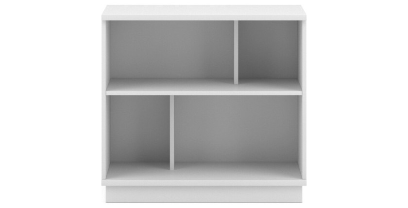 Bibliothèque 80cm design SOB, 4 niches, blanc mat, idéal dans un salon modern