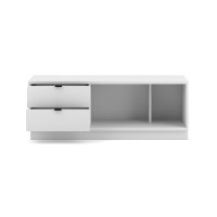 Commode design SOB, 120cm, 2 tiroirs et 2 niches, coloris blanc