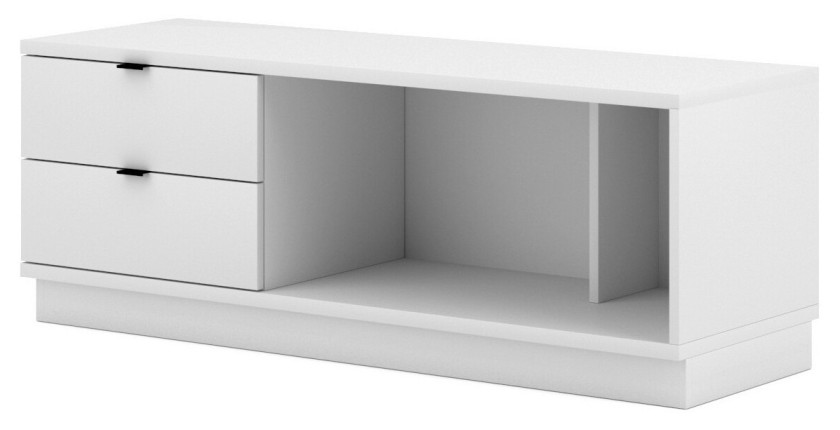 Commode design SOB, 120cm, 2 tiroirs et 2 niches, coloris blanc