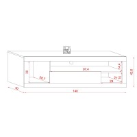 Meuble TV WHAT 140cm, 1 porte et 4 niches, coloris blanc mat