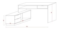 Bureau d'angle coloris blanc mat collection SOB avec 3 tiroirs et 3 niches