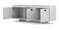 Meuble TV design VICTORIA 140 cm, 3 portes, coloris blanc