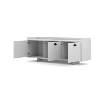 Meuble TV design VICTORIA 140 cm, 3 portes, coloris blanc