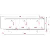 Meuble TV design VICTORIA 140 cm, 3 portes, coloris blanc