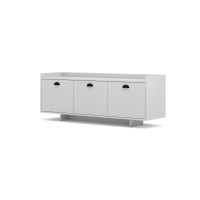 Meuble TV design VICTORIA 140 cm, 3 portes, coloris blanc