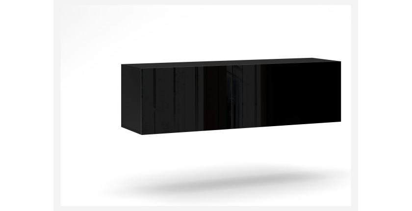 Meuble TV design suspendu NEVER 140 cm. 1 porte et 2 tiroirs. Coloris noir