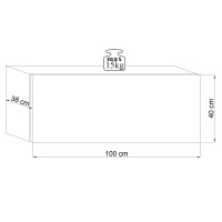 Meuble TV design suspendu NEVER 100 cm. 1 porte et 2 niches. Coloris blanc