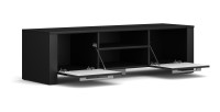 Meuble TV design MANHATTAN 140 cm à 2 portes et 1 niche coloris noir brillant