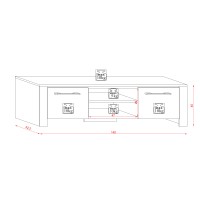 Meuble TV design MANHATTAN 140 cm à 2 portes et 1 niche coloris noir brillant