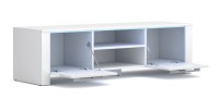 Meuble TV design MANHATTAN 140 cm à 2 portes et 1 niche coloris blanc brillant