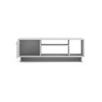 Meuble TV design VICTORIA 110 cm à 1 porte et 3 niches coloris blanc mat